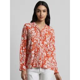 Allen Solly Woman Floral Printed Collarless Casual Shirt-picture-26