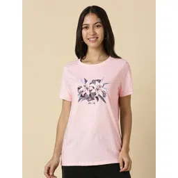 Allen Solly Woman Floral Printed Round Neck Pure Cotton T-shirt-picture-25