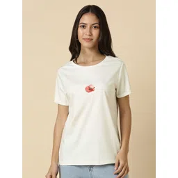 Allen Solly Woman Floral Printed Round Neck Pure Cotton T-shirt-picture-22
