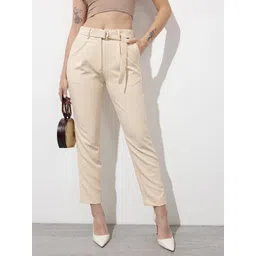 Allen Solly Woman High-Rise Pleated Cropped Trousers-picture-19