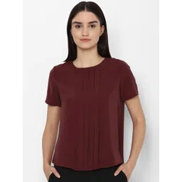 Allen Solly Woman Maroon Pleated Regular Top-picture-12