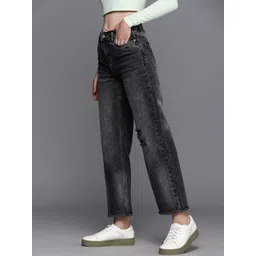 Allen Solly Woman Mid-Rise Low Distress Heavy Fade Stretchable Cropped Jeans-picture-29