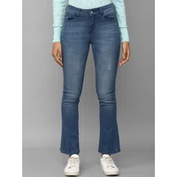 Allen Solly Woman Mid-Rise Low Distress Light Fade Bootcut Jeans-picture-18