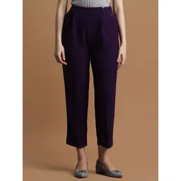 Allen Solly Woman Mid-Rise Pleated Trousers-picture-33