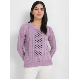 Allen Solly Woman Open Knit Self Design Pullover-picture-14