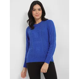 Allen Solly Woman Open Knit Self Design Pullover-picture-19
