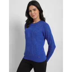 Allen Solly Woman Open Knit Self Design Pullover image 2
