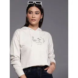 Allen Solly Woman Printed Pure Cotton Hooded Crop Sweatshirt-picture-17