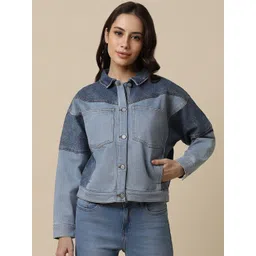 Allen Solly Woman Spread Collar Denim Jacket-picture-18