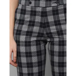 Allen Solly Woman Women Black Checked Regular Fit Trousers image 5
