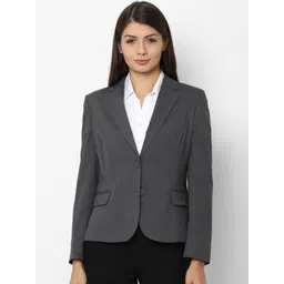 Allen Solly Woman Women Grey Solid Single-Breasted Formal Blazer-picture-37
