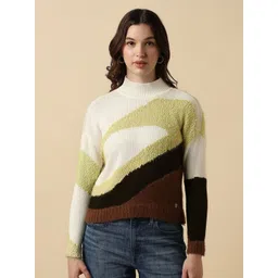 Allen Solly Woman Women High Neck Long Sleeves Colourblocked Pullover-picture-43