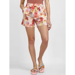 Allen Solly Woman Women Mid-Rise Floral Printed Cotton Linen Shorts-picture-14