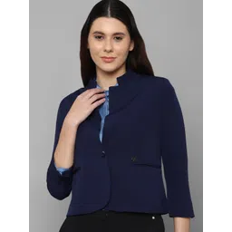 Allen Solly Woman Women Navy Blue Solid Single-Breasted Blazer-picture-37