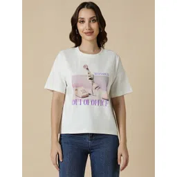 Allen Solly Woman Women Printed Extended Sleeves Raw Edge T-shirt-picture-25