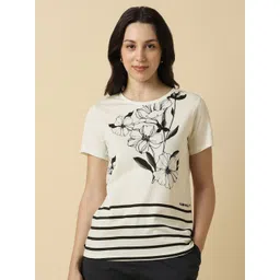 Allen Solly Woman Women Printed Round Neck Cotton T-shirt-picture-27