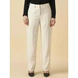 Allen Solly Woman Women Striped Regular Fit Mid-Rise Formal Trousers-picture-30