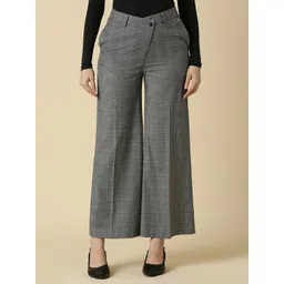 Allen Solly Woman Women Textured Mid Rise Regular Fit Parallel Trousers-picture-16