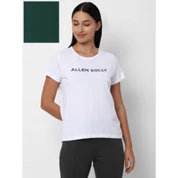 Allen Solly Woman Women White & Green Typography Printed T-shirt-picture-11