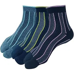 allen solly Women's Cotton Quarter Length Thumb Socks (Pack of 3) Anthra Melange, Navy, Black image 1