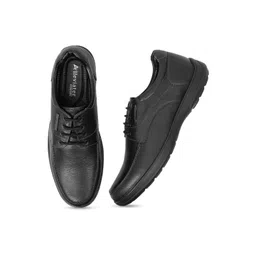 Alleviater Men Black Solid Leather Formal Derbys-picture-10
