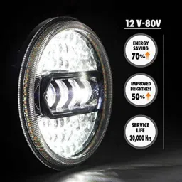 AllExtreme Ex7Iyp2 7 inch Full Ring Round White Led Headlight With Hi/Low Beam Yellow &a; White Angel Eye Lamp Compatible With Royal Enfield Bullet, Harley Davidson Jeep Wrangler (75W), (Pack of 2) image 4