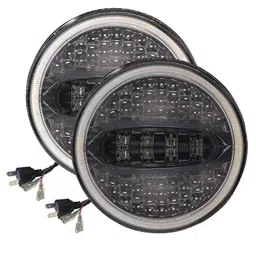 AllExtreme Ex7Iyp2 7 inch Full Ring Round White Led Headlight With Hi/Low Beam Yellow &a; White Angel Eye Lamp Compatible With Royal Enfield Bullet, Harley Davidson Jeep Wrangler (75W), (Pack of 2) image 1