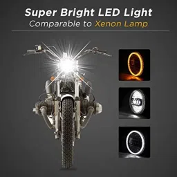 AllExtreme Ex7Iyp2 7 inch Full Ring Round White Led Headlight With Hi/Low Beam Yellow &a; White Angel Eye Lamp Compatible With Royal Enfield Bullet, Harley Davidson Jeep Wrangler (75W), (Pack of 2) image 5
