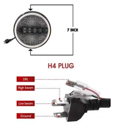 AllExtreme Ex7Iyp2 7 inch Full Ring Round White Led Headlight With Hi/Low Beam Yellow &a; White Angel Eye Lamp Compatible With Royal Enfield Bullet, Harley Davidson Jeep Wrangler (75W), (Pack of 2) image 2