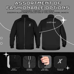 Allextreme GX01 Men's Windcheater with Front Zip Closure Full Sleeve Polyester Windbreaker Sports Winter Jacket for Riders Gym Workout Running Travel Trekking (XL, Black) image 4