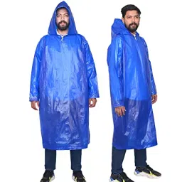 Allextreme Rain Poncho Waterproof Raincoat Blue Color Free Size with Drawstring Hood for Men and Women, EXPN10C (Pack of 5)-picture-23