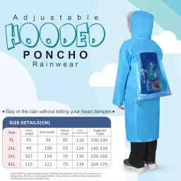 Allextreme Raincoat Blue Color Dino Print Size 3XL with Hood, School Bag Cover and Carry Pouch for Kids (11-12 Years), HCP-100E image 2