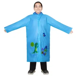 Allextreme Raincoat Blue Color Dino Print Size 4XL with Hood, School Bag Cover and Carry Pouch for Kids (13-15 Years), HCP-100Q-picture-11