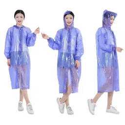Allextreme Raincoat PVC Blue Color Transparent, Hooded with Sleeves for Women, Men, Camping, Rainy Season, Travel, ‎MK014-03-picture-21