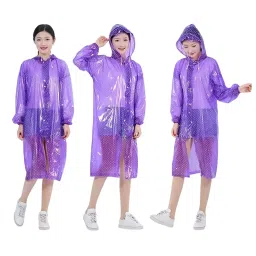 Allextreme Raincoat PVC Purple Color Transparent, Hooded with Sleeves for Women, Men, Camping, Rainy Season, Travel, ‎MK014-02-picture-29