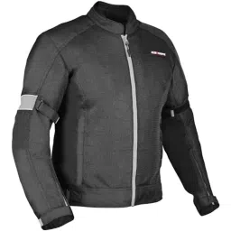 AllExtreme TRIPPER Mesh Fabric Grey &a; Black Windproof Bike Riding Jacket with Armour Back Elbows &a; Shoulders Gear Protector for Men, Size: M-picture-18