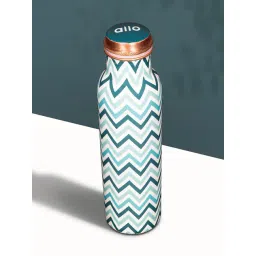 Allo Chevron Teal Blue Copper Leakproof Water Bottle (1 L) image 2