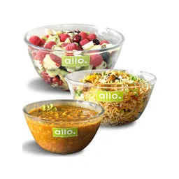 Allo Transparent 3 Pieces Round Glass Oven & Dishwasher Safe Mixing Bowls-picture-20