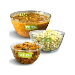 Allo Transparent 3 Pieces Round Microwave safe Glass Mixing Bowls-picture-23