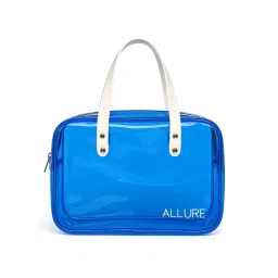 Allure Transparent Blue Travel Toiletry Bag With White Handles-picture-25