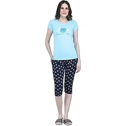 allure blue Women TOP & Capri Night Suit Set-picture-10
