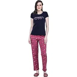 allure blue Women Top & Pyjama Night Suit Set Pink, Wine-picture-23