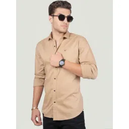 Almaty Beige Cotton Slim Fit Shirt-picture-44