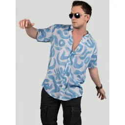 Almaty Blue Slim Fit Printed Shirt-picture-18