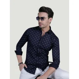 ALMATY Fabio Navy Blue Cotton Printed Shirt-picture-37
