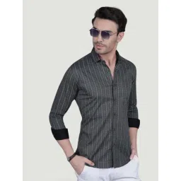 ALMATY Marcello Grey Cotton Striped Shirt-picture-38