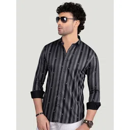 ALMATY Men Comfort Slim Fit Opaque Striped Casual Shirt-picture-14