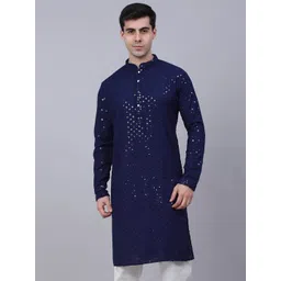 almora Men Chikan Embroidery Pure Cotton Straight Kurta-picture-17