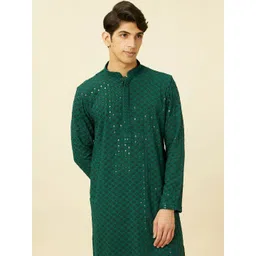 ALMORA Men Embroidered Regular Sequinned Kurta with Pyjamas-picture-26