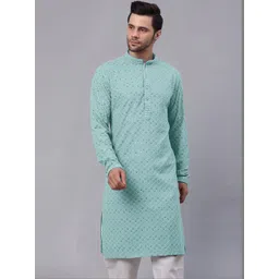 ALMORA Men Regular Sequinned Kurta with Pyjamas-picture-20